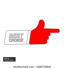 Excellent choice mark with thumb, vector illustration