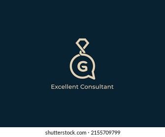 Excellent Consulting Logo Concept sign icon symbol Design with Letter G. Diamond and Bubble Combination. Vector illustration logo template