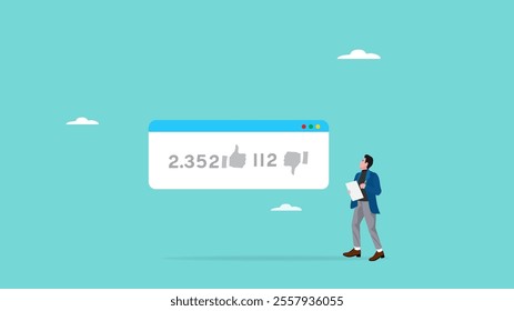 excellent customer satisfaction score, like and dislike on business dashboard, success Businessman get higher customer satisfaction scores than those who don't like their product or service