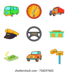 Excellent driver icons set. Cartoon set of 9 excellent driver vector icons for web isolated on white background