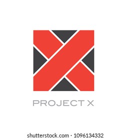 Excellent Flat X Letter Square Logo Icon Emblem