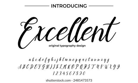 Excellent Font Stylish brush painted an uppercase vector letters, alphabet, typeface