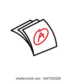 excellent grade result, exam or academic result icon vector