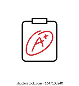 excellent grade result, exam or academic result icon vector