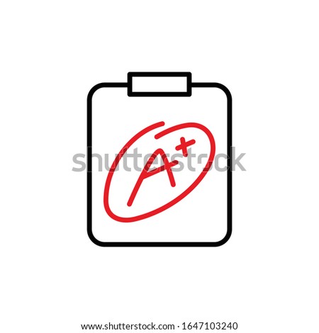 excellent grade result, exam or academic result icon vector