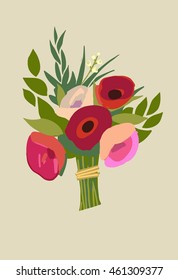 Excellent hand-drawn still life, a bouquet of flowers. Vector illustration.
