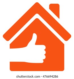 Excellent House icon. Vector style is flat iconic symbol, orange color, white background.