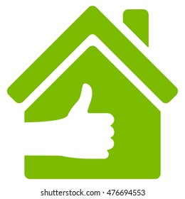 Excellent House icon. Vector style is flat iconic symbol, eco green color, white background.