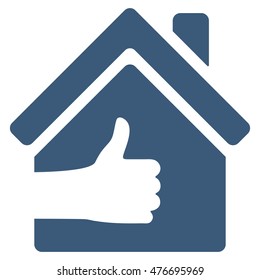 Excellent House icon. Vector style is flat iconic symbol, blue color, white background.