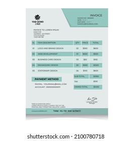 Excellent Invoice Vector Template Design  