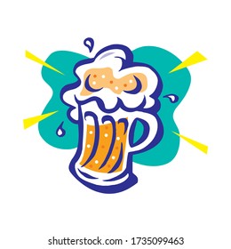 Excellent Isolated glass of beer with drops. Vector illustration isolated on a white in EPS10