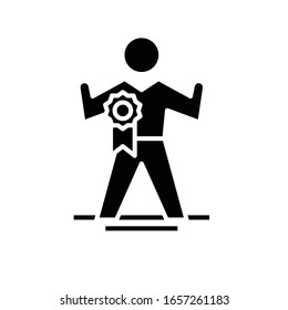 Excelente marca negra icono, ilustración conceptual, símbolo plano vectorial, signo de glifo.
