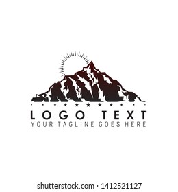 Excellent Mountain with sun rising Image graphic icon logo design abstract concept vector stock. Can be used as a symbol related to the adventure