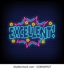 Excellent neon signs style text vector