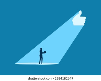 Excellent opportunity. Businessman looks at hands like