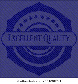 Excellent Quality badge with denim background