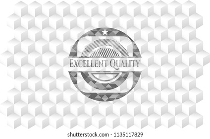 Excellent Quality grey emblem. Retro with geometric cube white background
