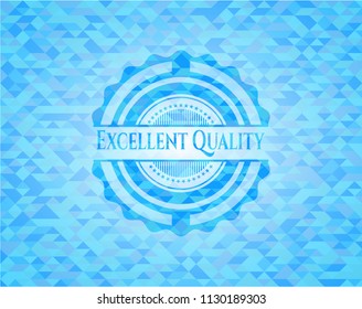 Excellent Quality light blue emblem with triangle mosaic background