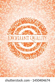 Excellent Quality orange tile background illustration. Square geometric mosaic seamless pattern with emblem inside.