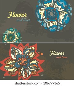 excellent retro floral and linear  background