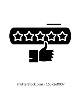 Excellent review black icon, concept illustration, vector flat symbol, glyph sign.