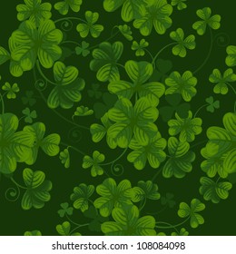 Excellent seamless pattern with clover leaves