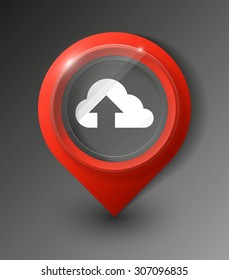 excellent set of colorful pointers to determine location.  Vector cloud computing button / icon for websites (UI) or applications (app) for smartphones or tablets