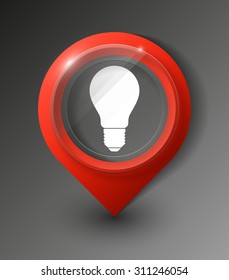excellent set of colorful pointers to determine location. Light lamp sign icon. Idea symbol.