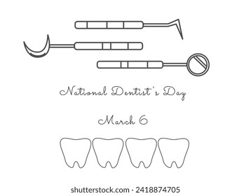 Excellent single-line artwork for National Dentist's Day celebrations.