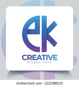 Excellent Supper Creative Letter E And K Logo Template Design, Best Hi-Quality Premium Circle Design Concept. Business E K Circle Letter Template. Gradient Color With Unique Concept.