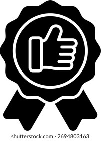 Excelente diseño de Vector en estilo moderno, Aprobación de calidad y concepto de calificación de rendimiento, ilustración de verificación de éxito. Icono de glifo