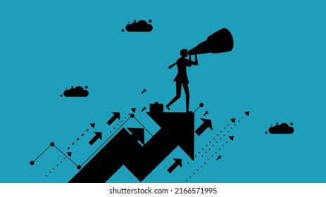 Excellent vision. The vision of a successful businessman. business concept black silhouette vector illustration