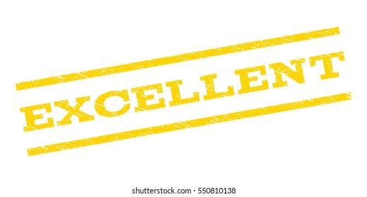 Excellent watermark stamp. Text caption between parallel lines with grunge design style. Rubber seal stamp with scratched texture. Vector yellow color ink imprint on a white background.