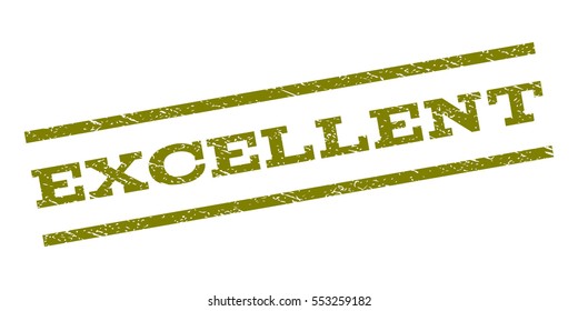 Excellent watermark stamp. Text tag between parallel lines with grunge design style. Rubber seal stamp with unclean texture. Vector olive color ink imprint on a white background.