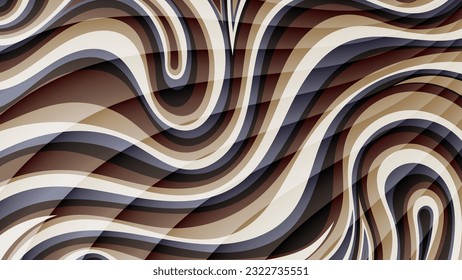 Excellent wavy striped background in beige brown tones.
 A beautiful illustration for interior decoration, corporate designs, blogs, postcards, posters and your other projects. Vector. 