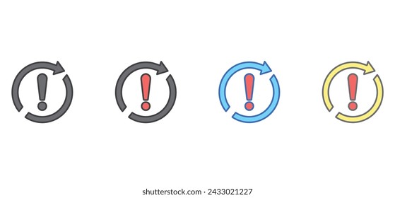 Exception iteration icon vector in different styles on white background. Recurring exception error flat thin icon set vector eps10.