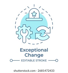 Exceptional change soft blue concept icon. Urgent reaction on crisis. Innovation management type. Round shape line illustration. Abstract idea. Graphic design. Easy to use in presentation