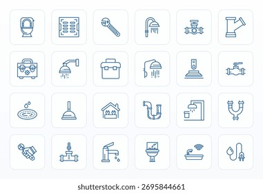 Excepcional colección de 24 iconos vectoriales de Bold Line para Plomería, entregados en pantalla de 64x64. Resolución perfecta para una excelencia visual y facilidad de uso sin igual.
