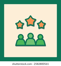Exceptional Customer Experience Icon: Three Clients, Three Stars