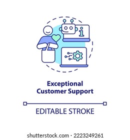 Exceptional customer support concept icon. IoT solutions. Positive client experience abstract idea thin line illustration. Isolated outline drawing. Editable stroke. Arial, Myriad Pro-Bold fonts used