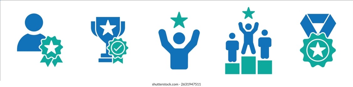 Exceptional thin line icon set. Containing winner, achievement, experience, satisfaction, performance, award, rating, trophy, medal, service, sensational, success. Vector illustration