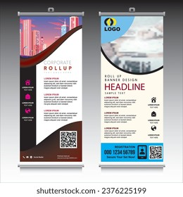 "Exceptionally Creative and Unique Corporate Roll-Up Banner Template, Sample, and Modern Business Signage Standee X-Banner Pop-Up Design Available for Download with Striking Abstract Elements."