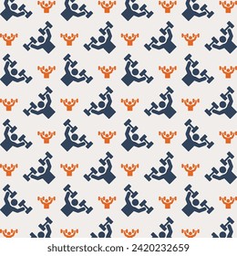 Excercise abstract icon repeating trendy pattern vector illustration grey background
