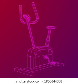 Excercise Bike. Gym equipment. Sport cardio fitness concept. Wireframe low poly mesh vector illustration.