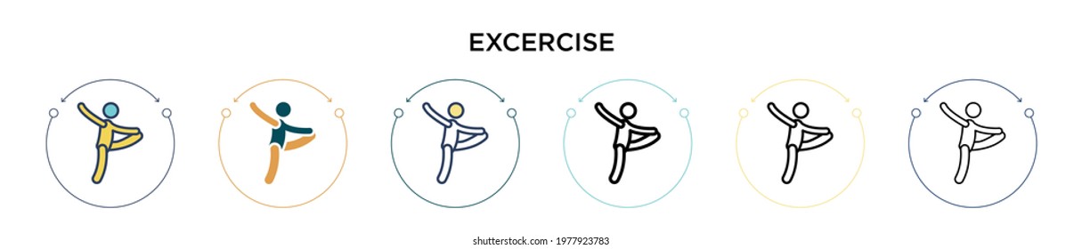 Excercise Icon In Filled, Thin Line, Outline And Stroke Style. Vector Illustration Of Two Colored And Black Excercise Vector Icons Designs Can Be Used For Mobile, Ui, Web