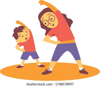 excercising with my sister at home