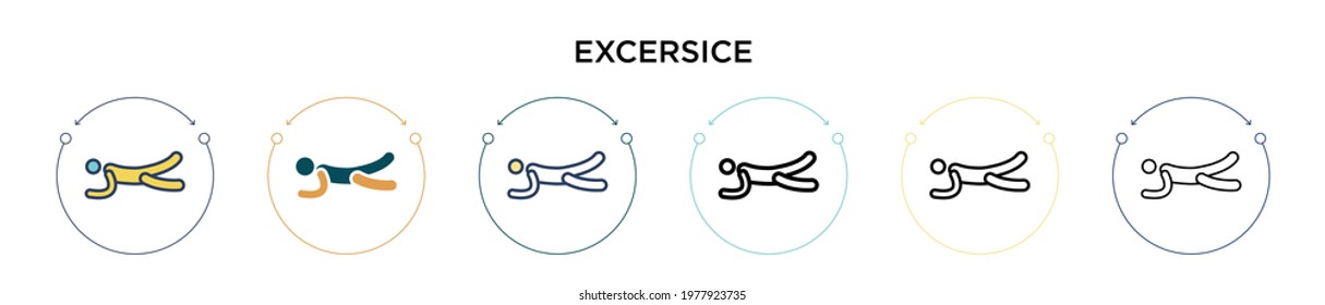 Excersice icon in filled, thin line, outline and stroke style. Vector illustration of two colored and black excersice vector icons designs can be used for mobile, ui, web