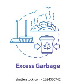 Excess Garbage Concept Icon. Trash And Rubbish. Dustbins And Landfill. Sanitation And Cleaning. Overconsumerism Damage. Pollution Idea Thin Line Illustration. Vector Isolated Outline RGB Color Drawing