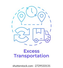Icono de concepto de gradiente azul de transporte excesivo. Servicios de entrega, seguimiento de pedidos. Transporte de mercancías. Ilustración de línea de forma redonda. Abstractas idea. Diseño gráfico. Fácil de usar en el artículo
