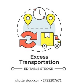 Transporte excesivo icono de concepto multicolor. Servicios de entrega, seguimiento de pedidos. Transporte de mercancías. Ilustración de línea de forma redonda. Abstractas idea. Diseño gráfico. Fácil de usar en el artículo
